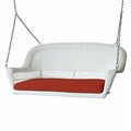 Propation White Wicker Porch Swing With Red Cushion PR749920